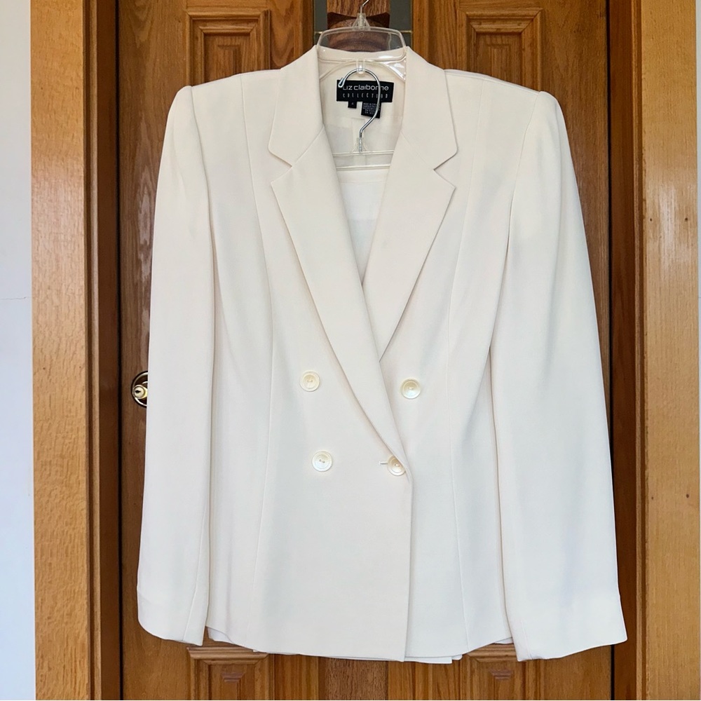 LIZ CLAIBORNE COLLECTION 2-piece garment jacket blazer skirt 100% silk size 4 - Picture 3 of 16